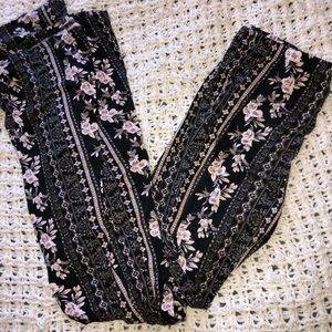 Rose patterned flare pants